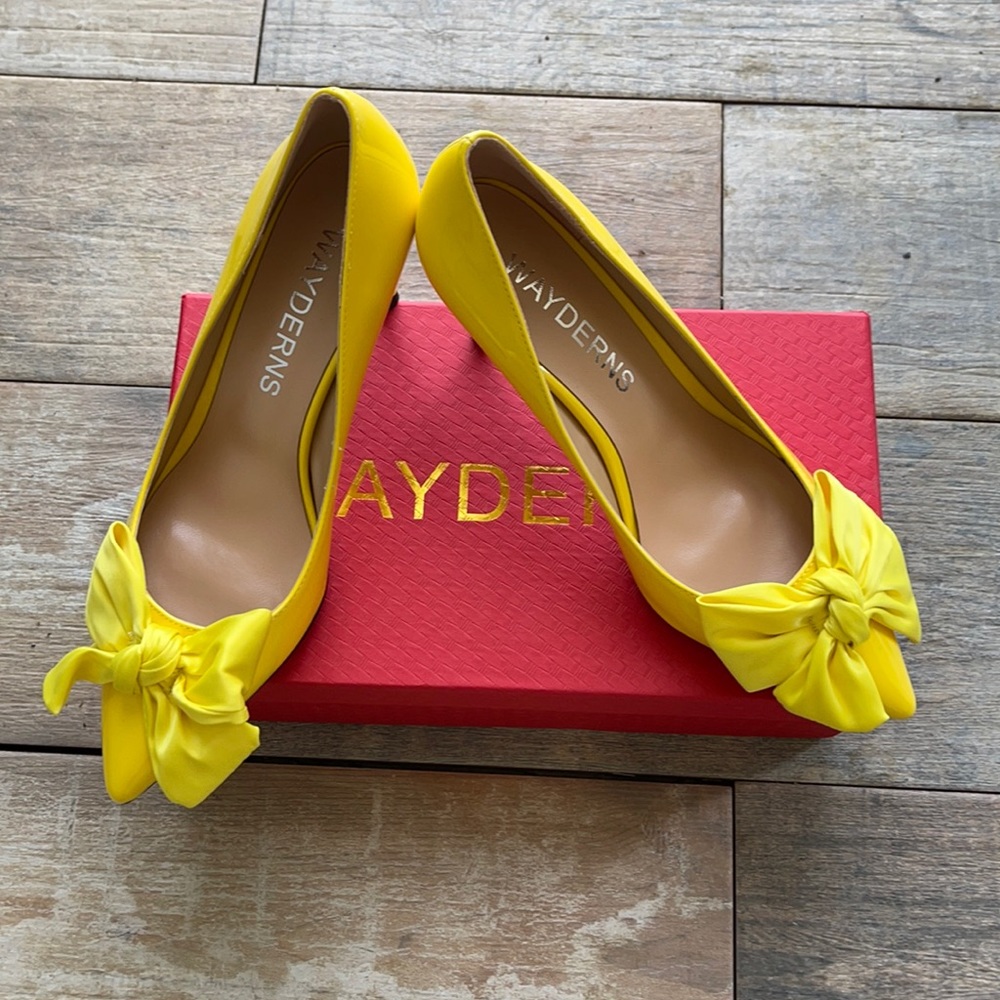 Wayderns Yellow Bow Heels Ladies Size 7